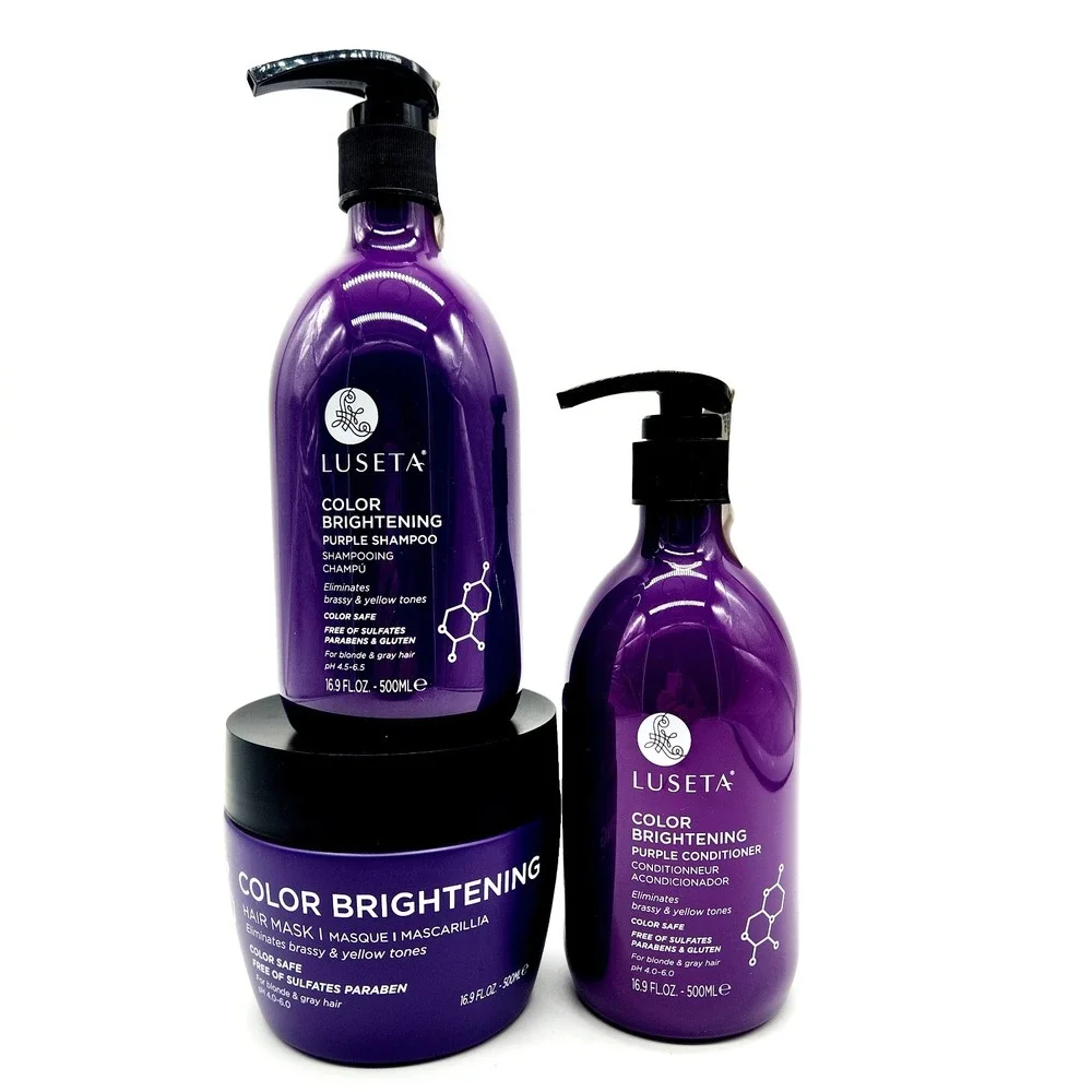 Luseta Purple Shampoo, Conditioner & Hair Mask 16.9oz Each – Brightening Care Se